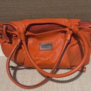 Isaac Mizrahi Orange Leather Satchel Bag